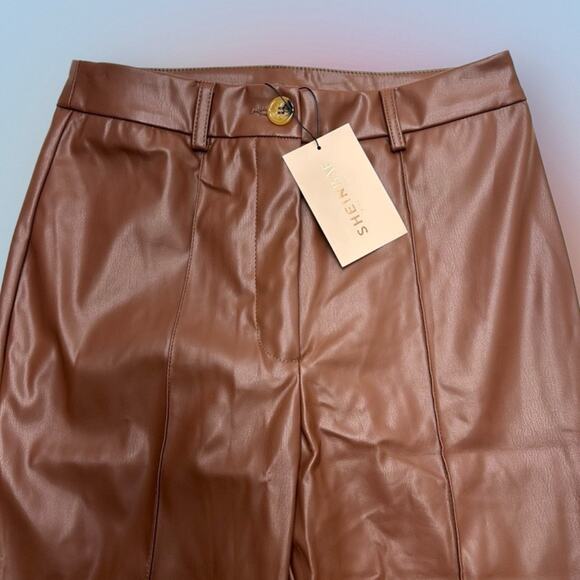 SHEIN BAE Women’s Small Brown Faux Leather Bootcut Pant - Picture 1 of 4